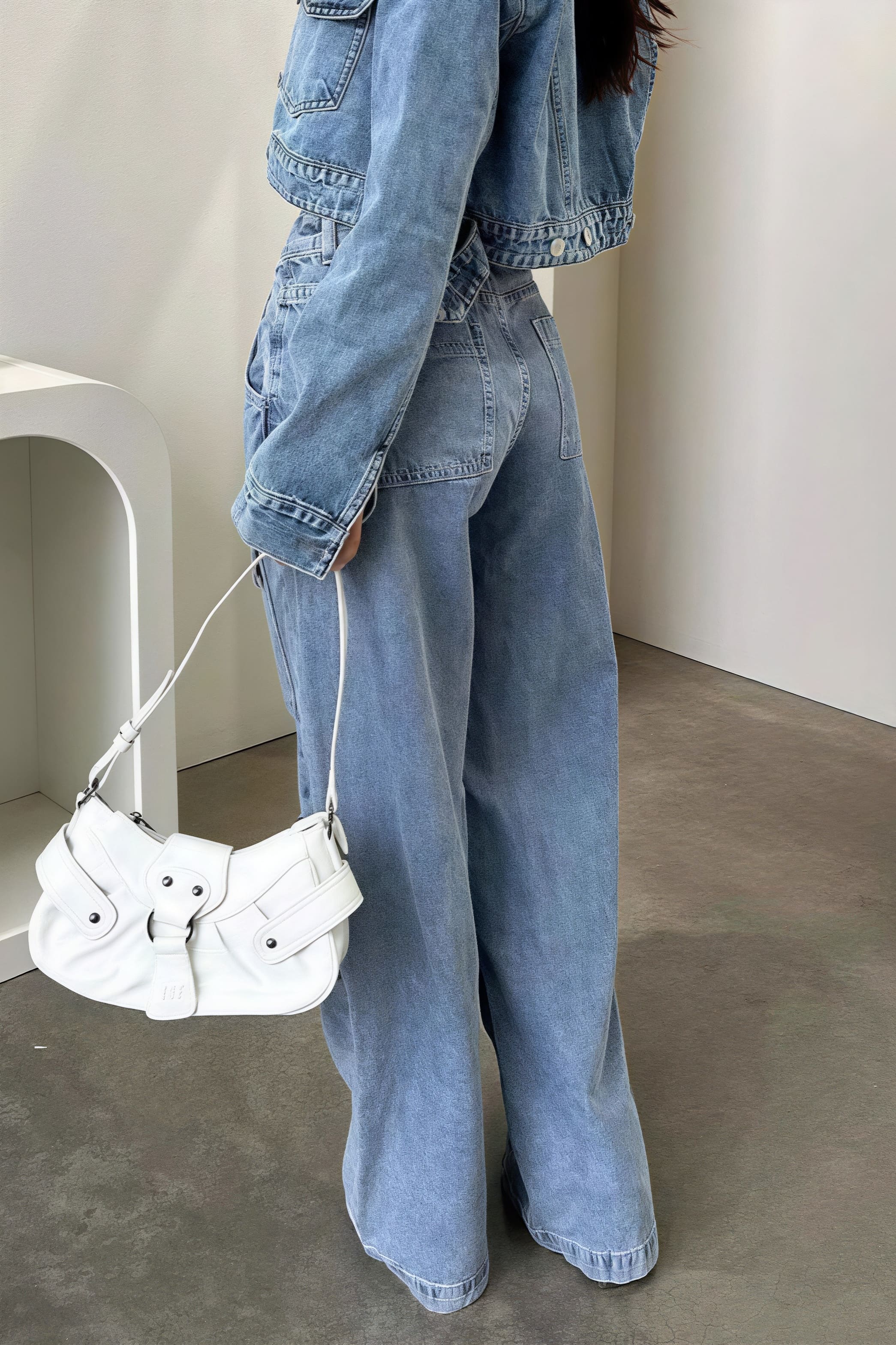 Retro Pocket Washed Cargo Straight Jeans