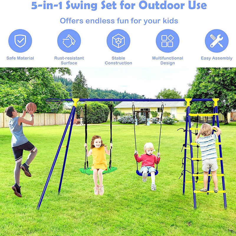 5 in 1 Play Set Outdoor Metal for Kids - Swing Set