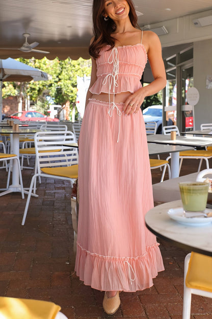 Elegant Satin Bow Cami Top Pleated Skirt Skirt Sets
