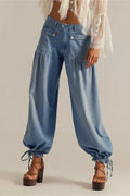 Loose Cuffed Ruched Tie Jeans
