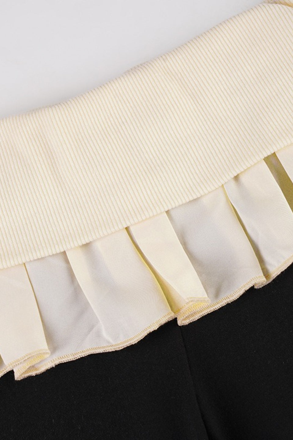 Ruffle Fold Waist Knit Flared Pants