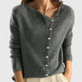 Calizhyah | Women's Asymmetrical Button-Up Knit Cardigan, Fitted V-Neck – Smart Casual