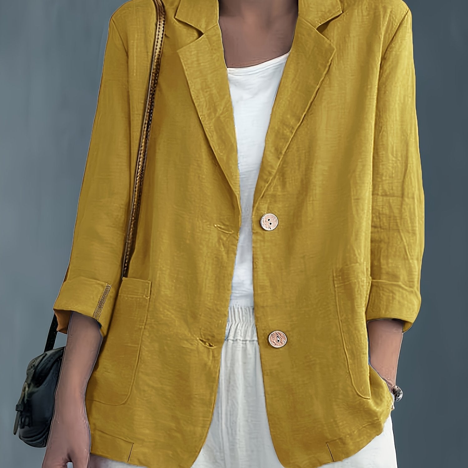 Tailored Linen Blazer with Patch Pockets for Casual Style