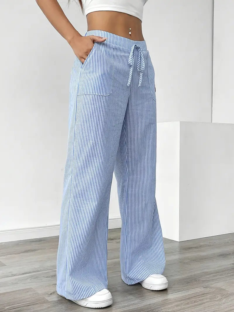 Nina - Elegant Striped Pant With Pockets
