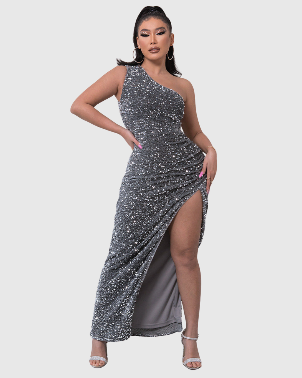 Sequin One-Shoulder Homecoming Dress