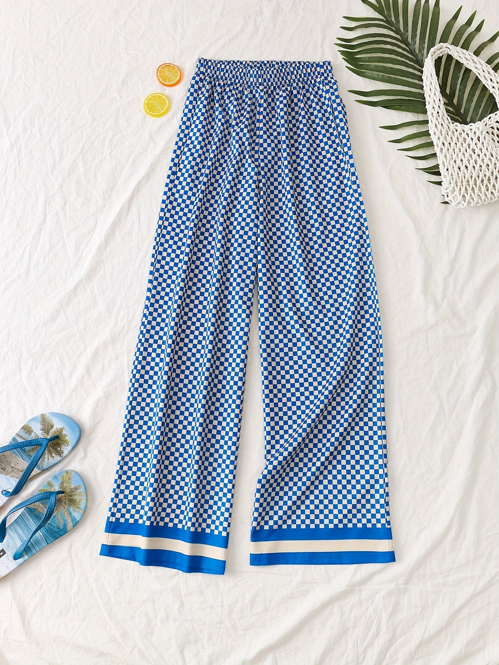 Checkered Print Two Piece Set for Beach Vacation