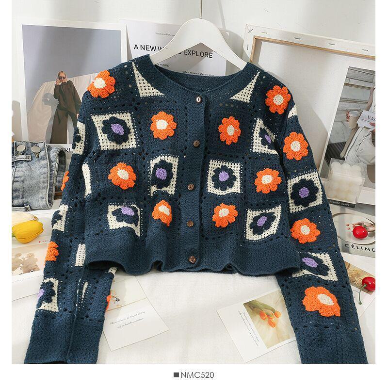 Multihued Y2K Baggy Crochet Knit Cardigan – view 7