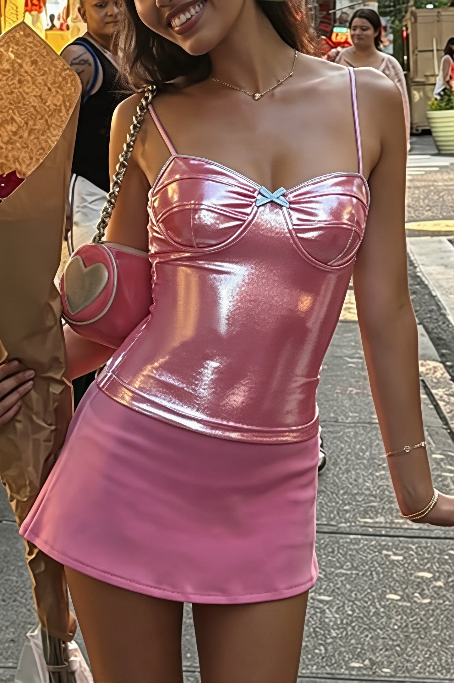 Shiny Satin Spaghetti Strap Sexy Slim Fit Cami Top