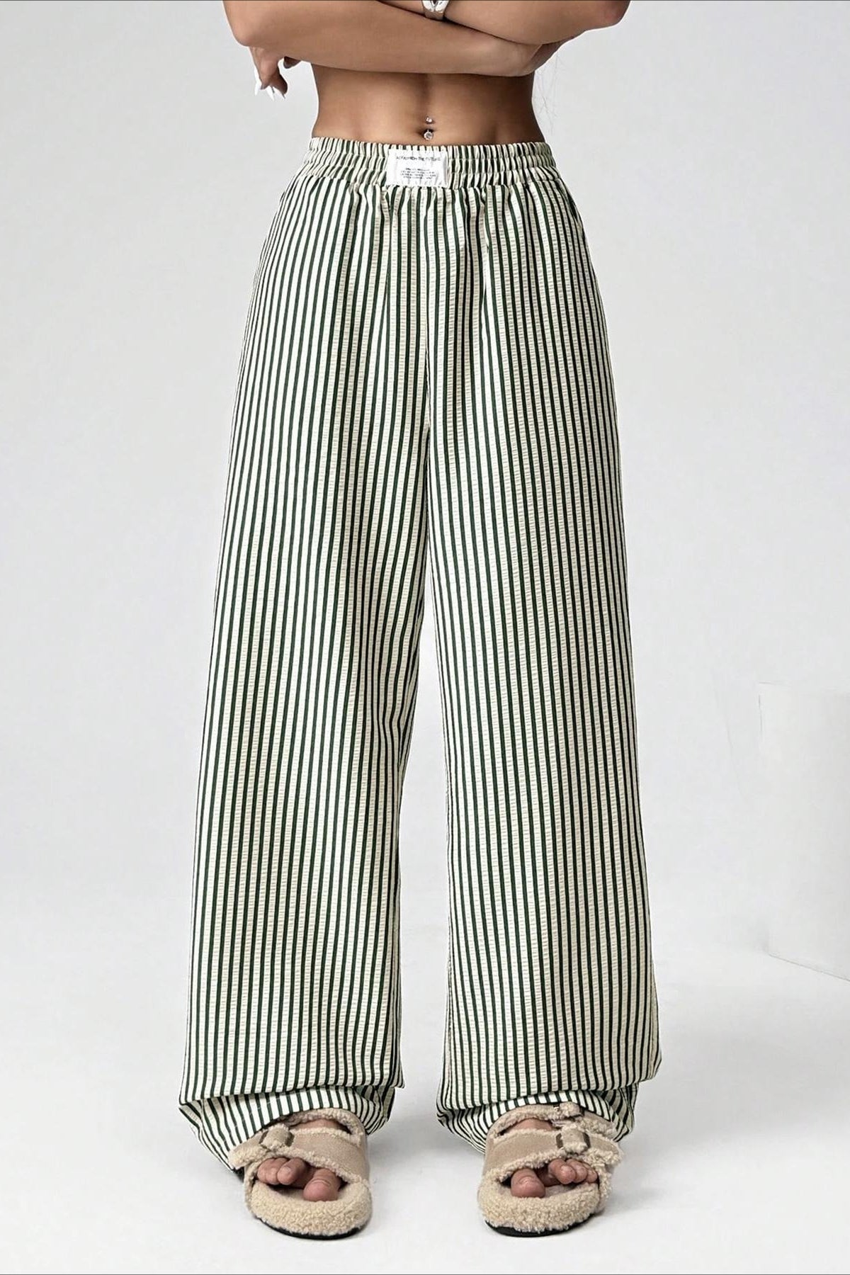 High Waist Striped Casual Pants