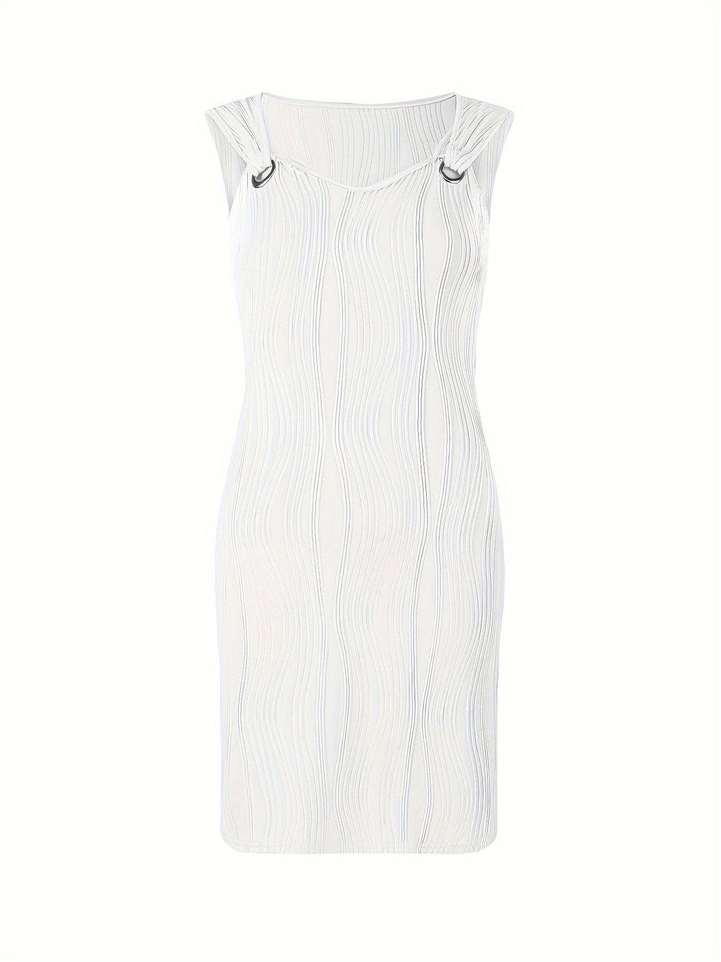 Textured Wave Plisse O-Ring Strap Sleeveless Mini Dress