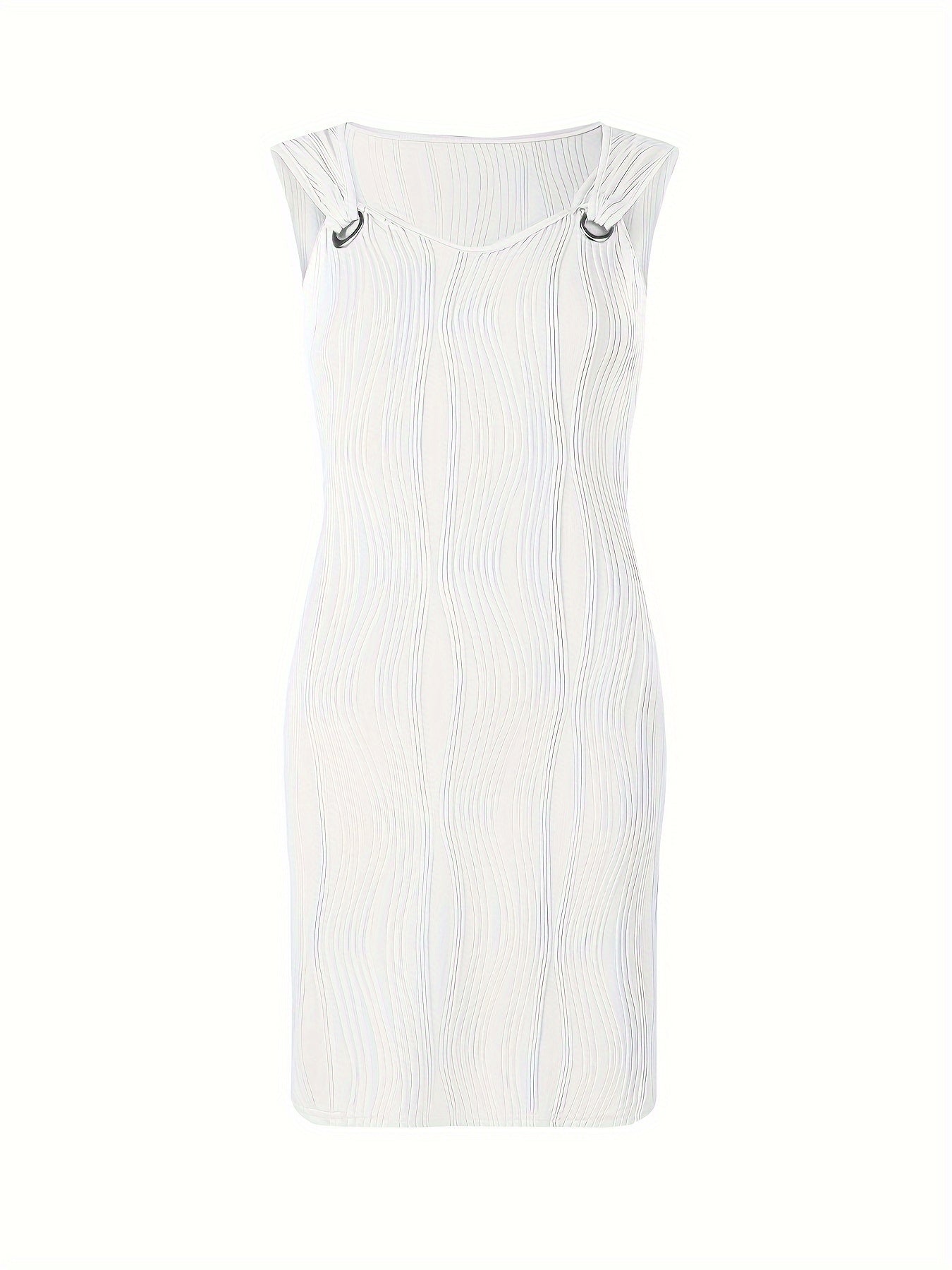 Textured Wave Plisse O-Ring Strap Sleeveless Mini Dress