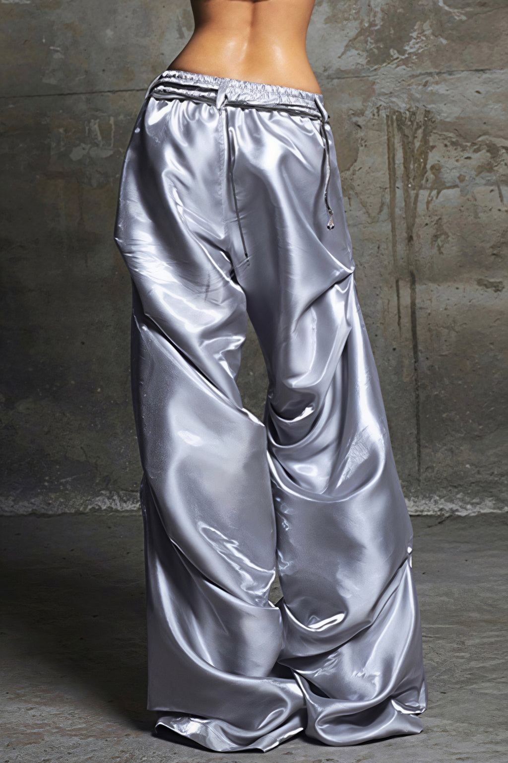 Letter Print Contrast Satin Straight Leg Pants