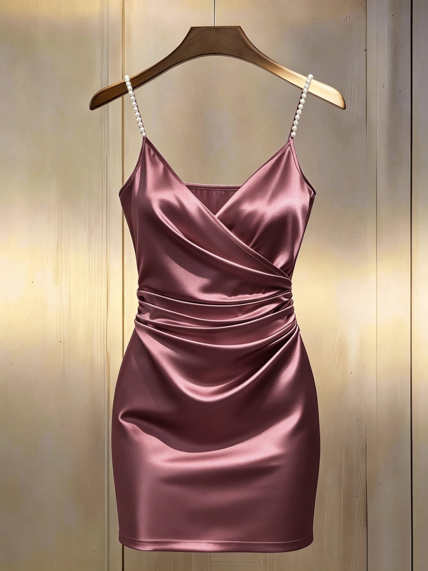Pearl Strap Wrap Mini Homecoming Dress