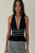 Hollow Out Backless Halter Top