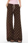 Polka Dot Print Loose Straight Casual Pants