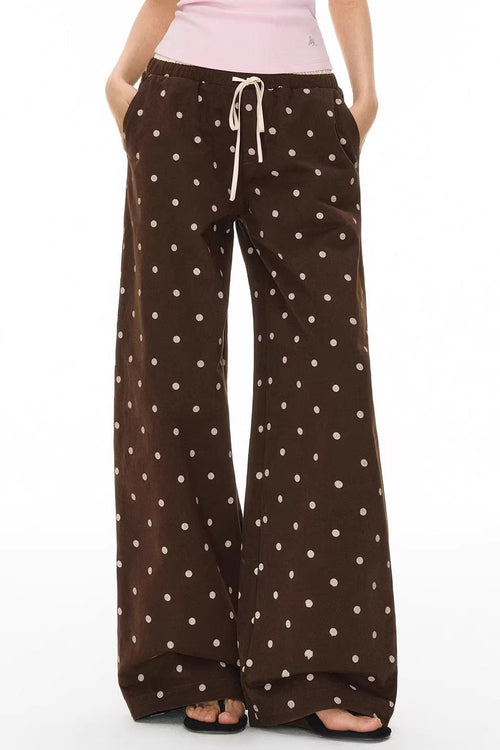 Polka Dot Print Loose Straight Casual Pants