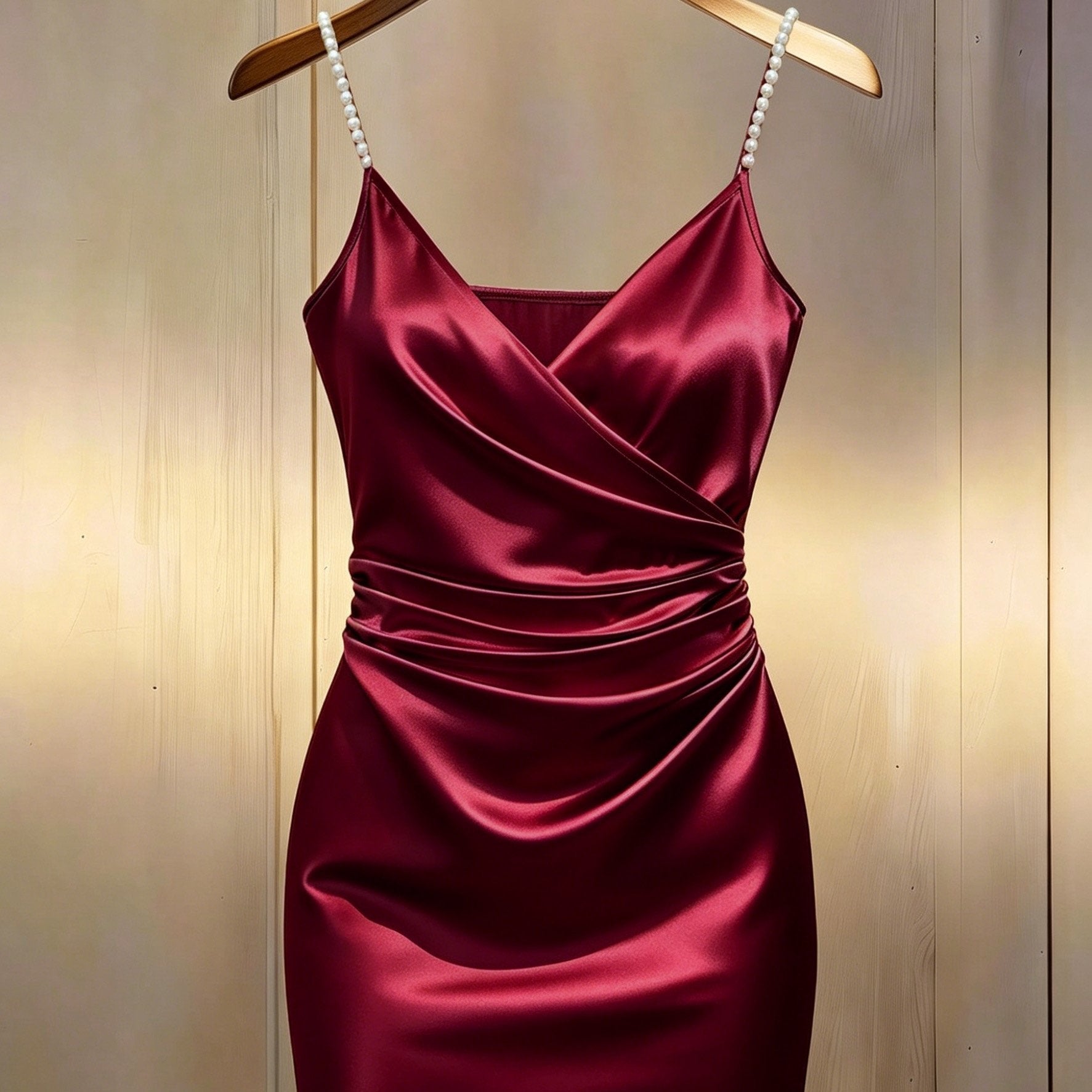 Pearl Strap Wrap Mini Homecoming Dress