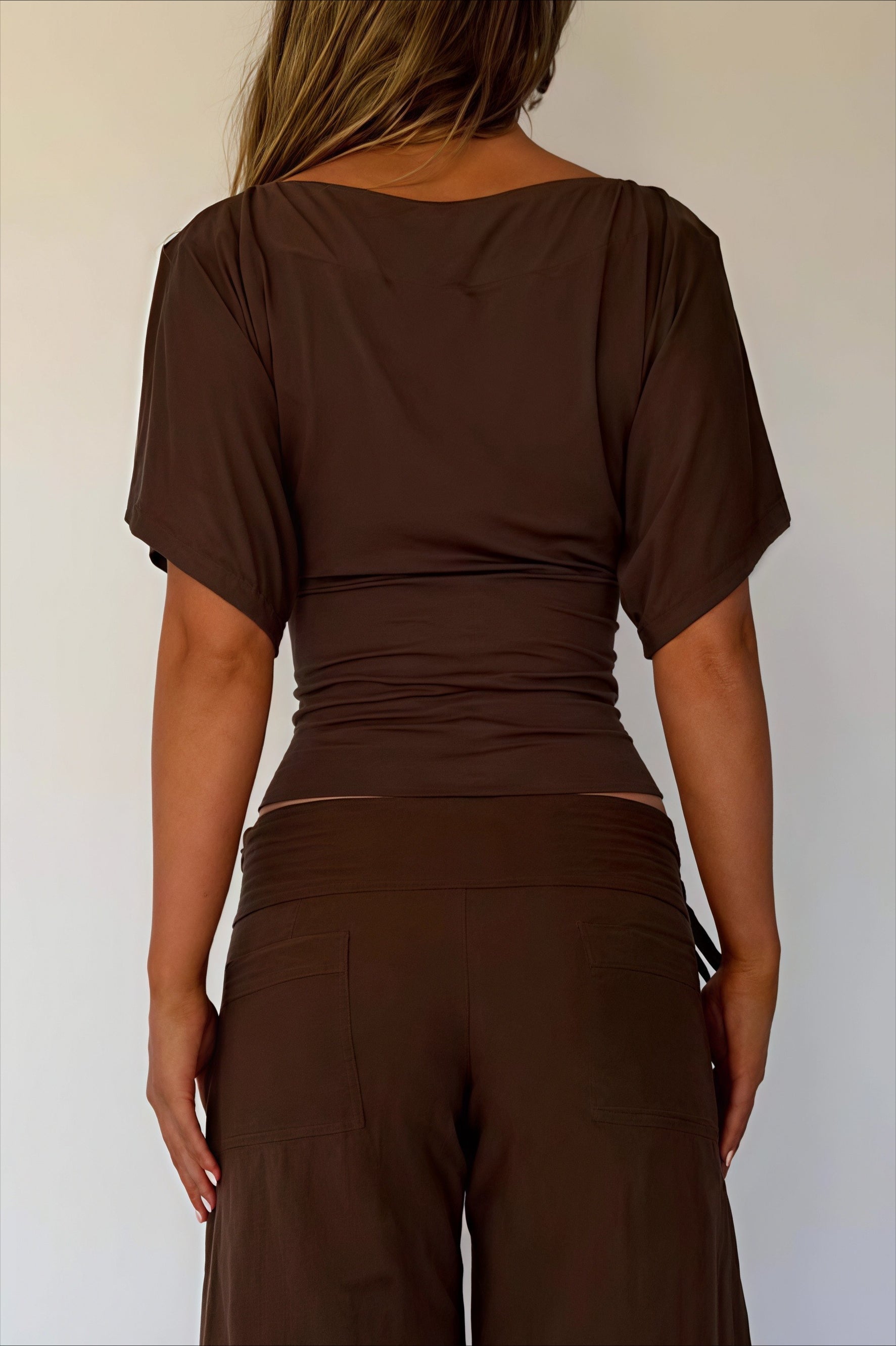 One Shoulder Cropped Fitted Blouse