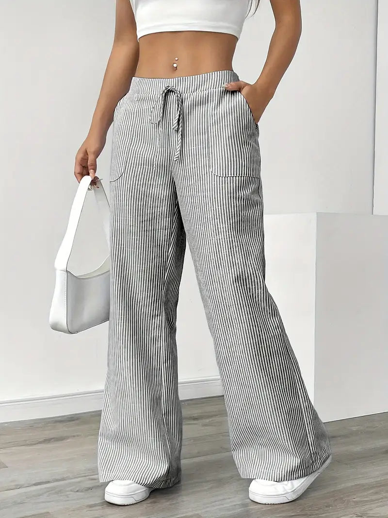 Nina - Elegant Striped Pant With Pockets