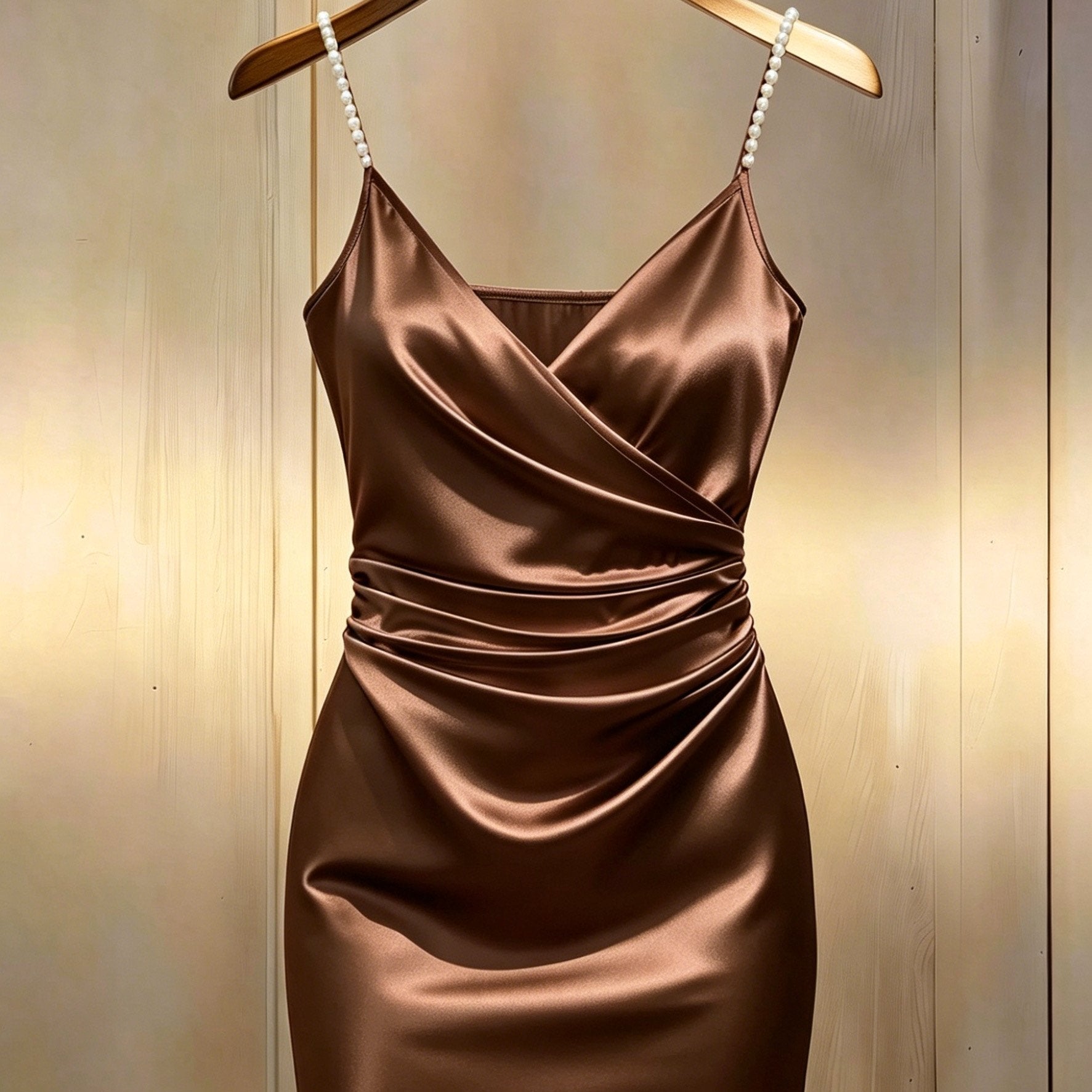 Pearl Strap Wrap Mini Homecoming Dress