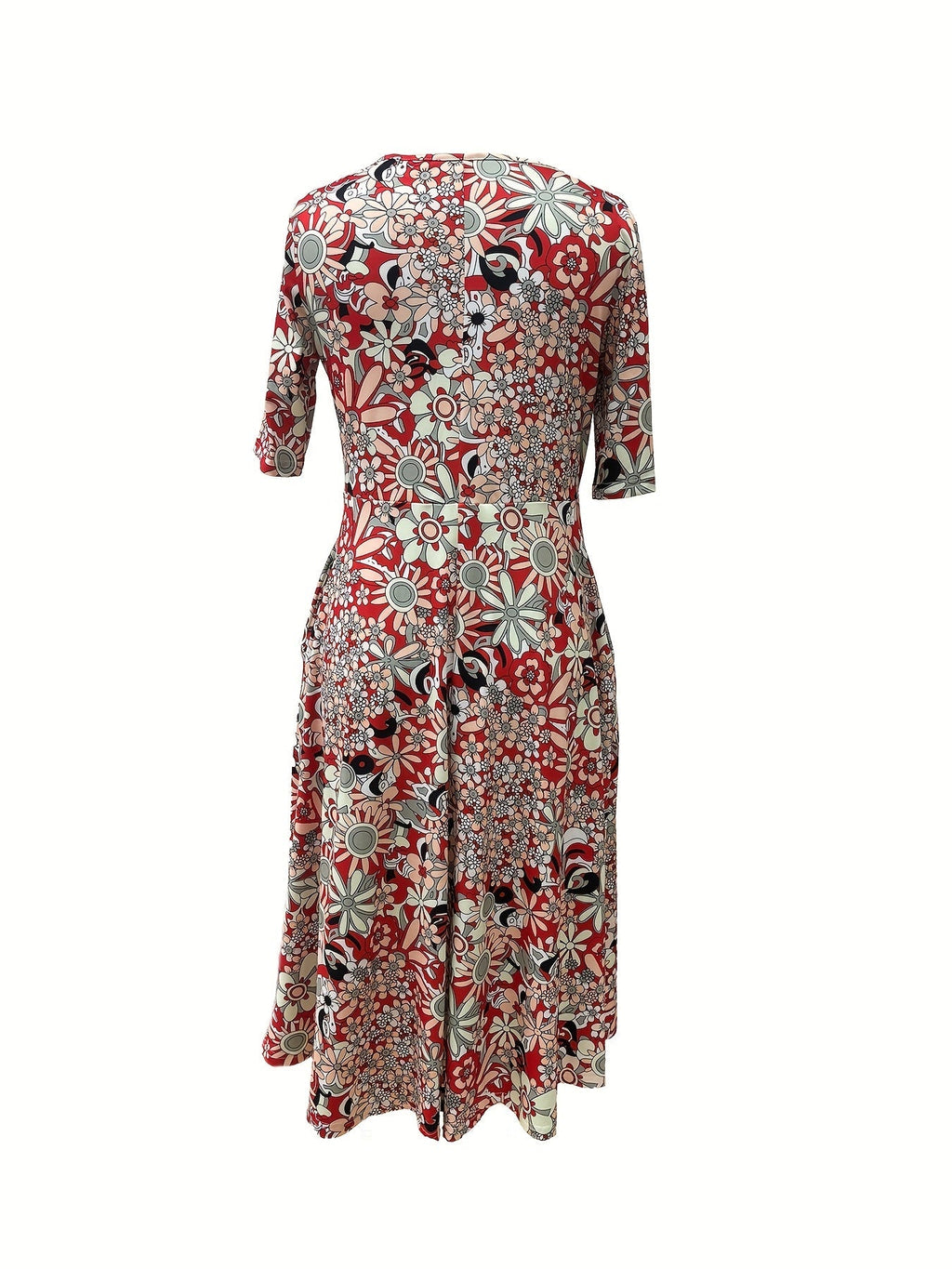 Gabi-Elegant Floral Print V-Neck Midi Dress