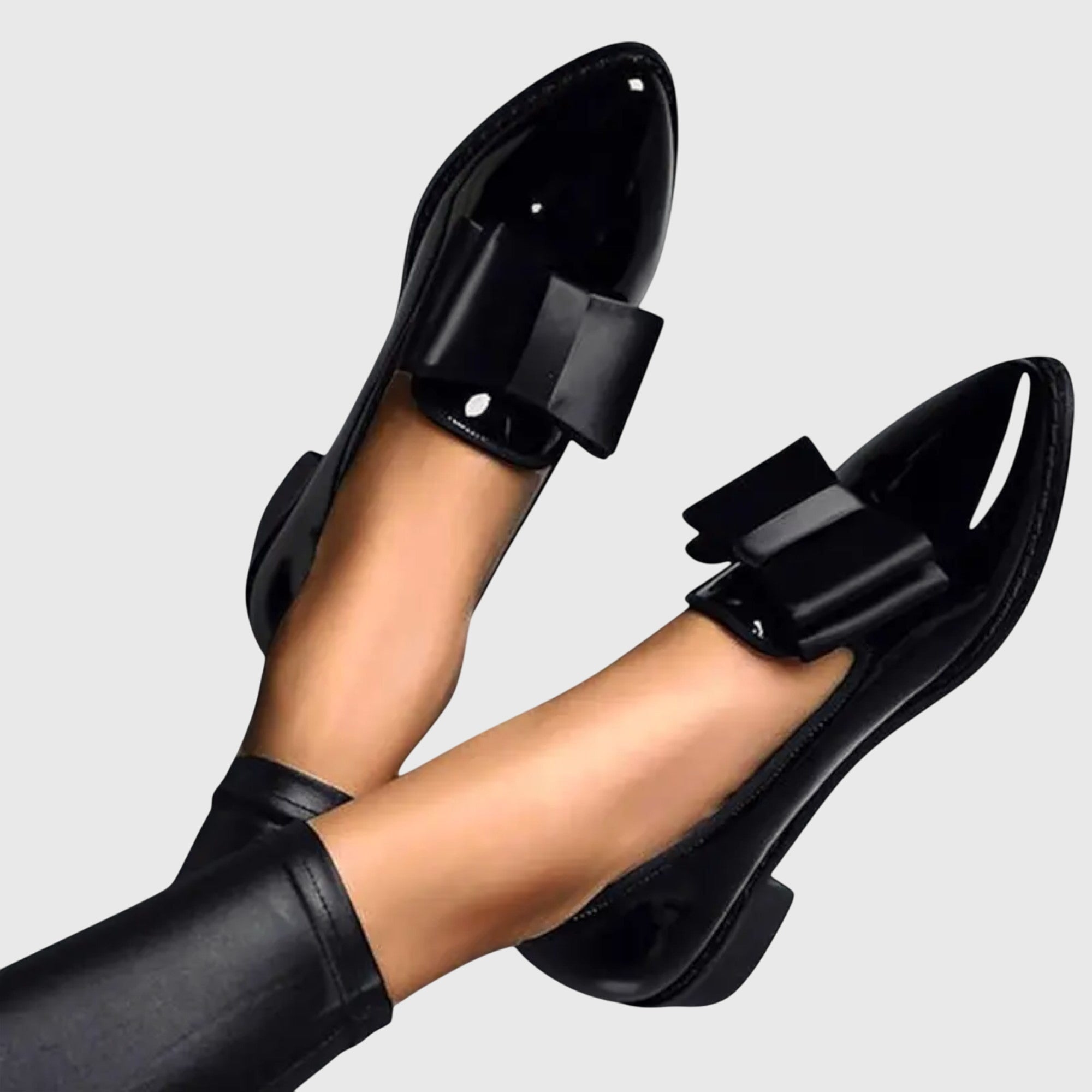 Bow Detail Patent Pointed Toe Slip On Loafer