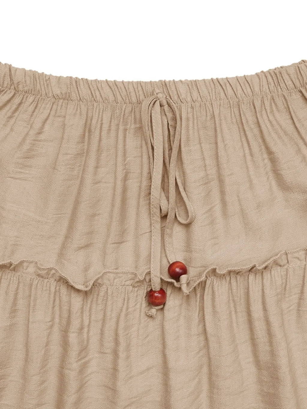 Tiered Ruffle Hem Elasticated Waist Boho Maxi Skirt