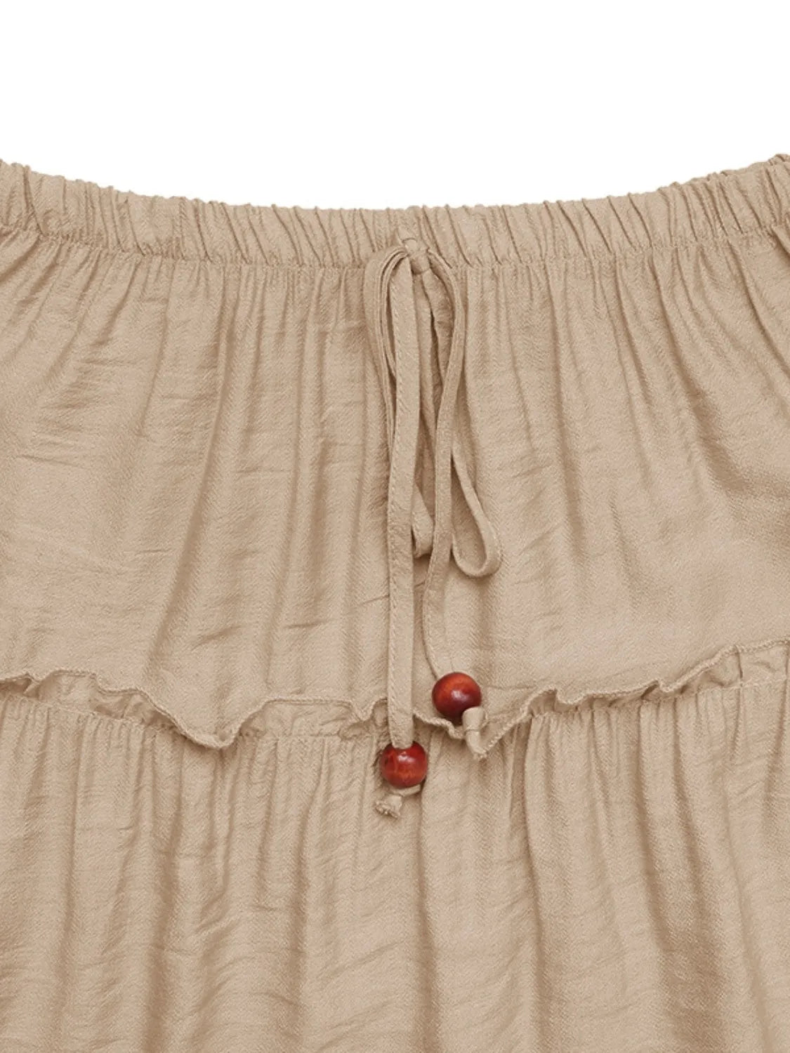 Tiered Ruffle Hem Elasticated Waist Boho Maxi Skirt