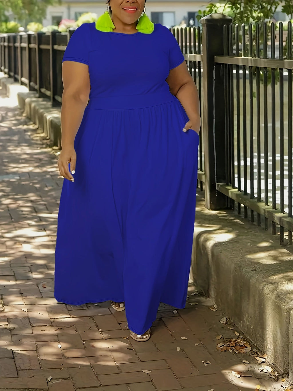 Plus Size Short Sleeve Flowy Maxi Dress