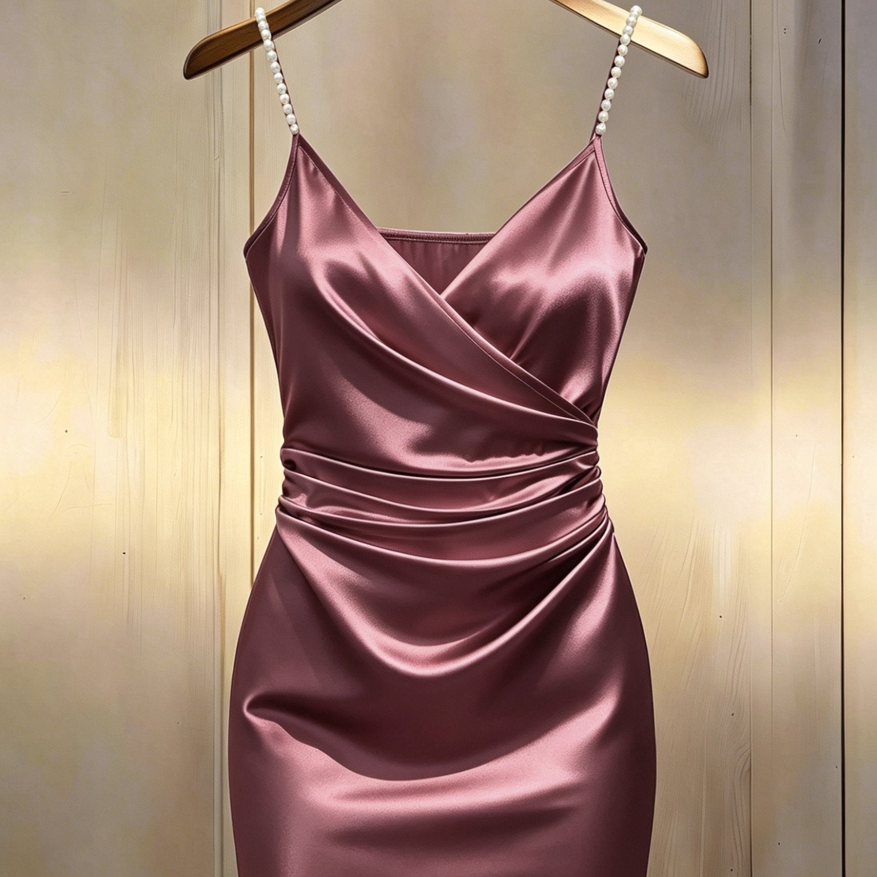 Pearl Strap Wrap Mini Homecoming Dress