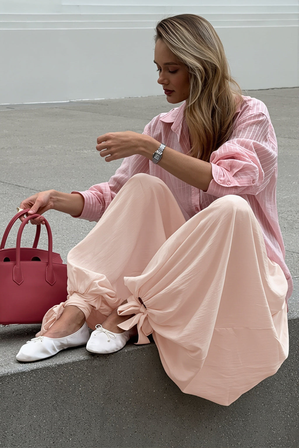 Elegant Loose Tie Harem Pants