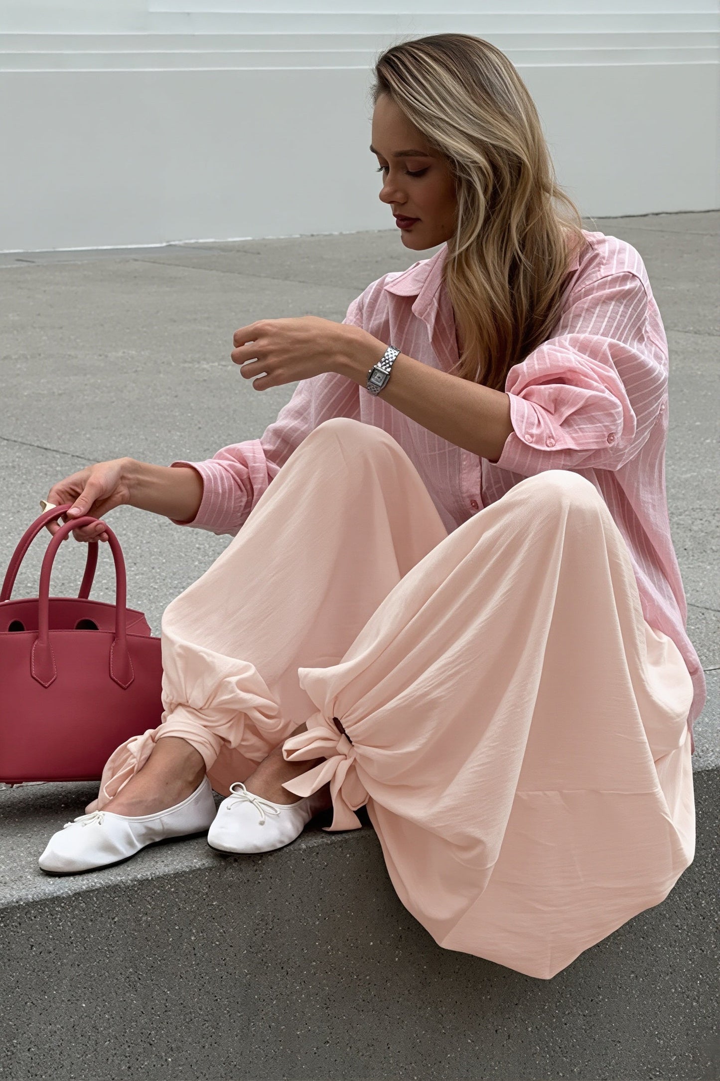 Elegant Loose Tie Harem Pants