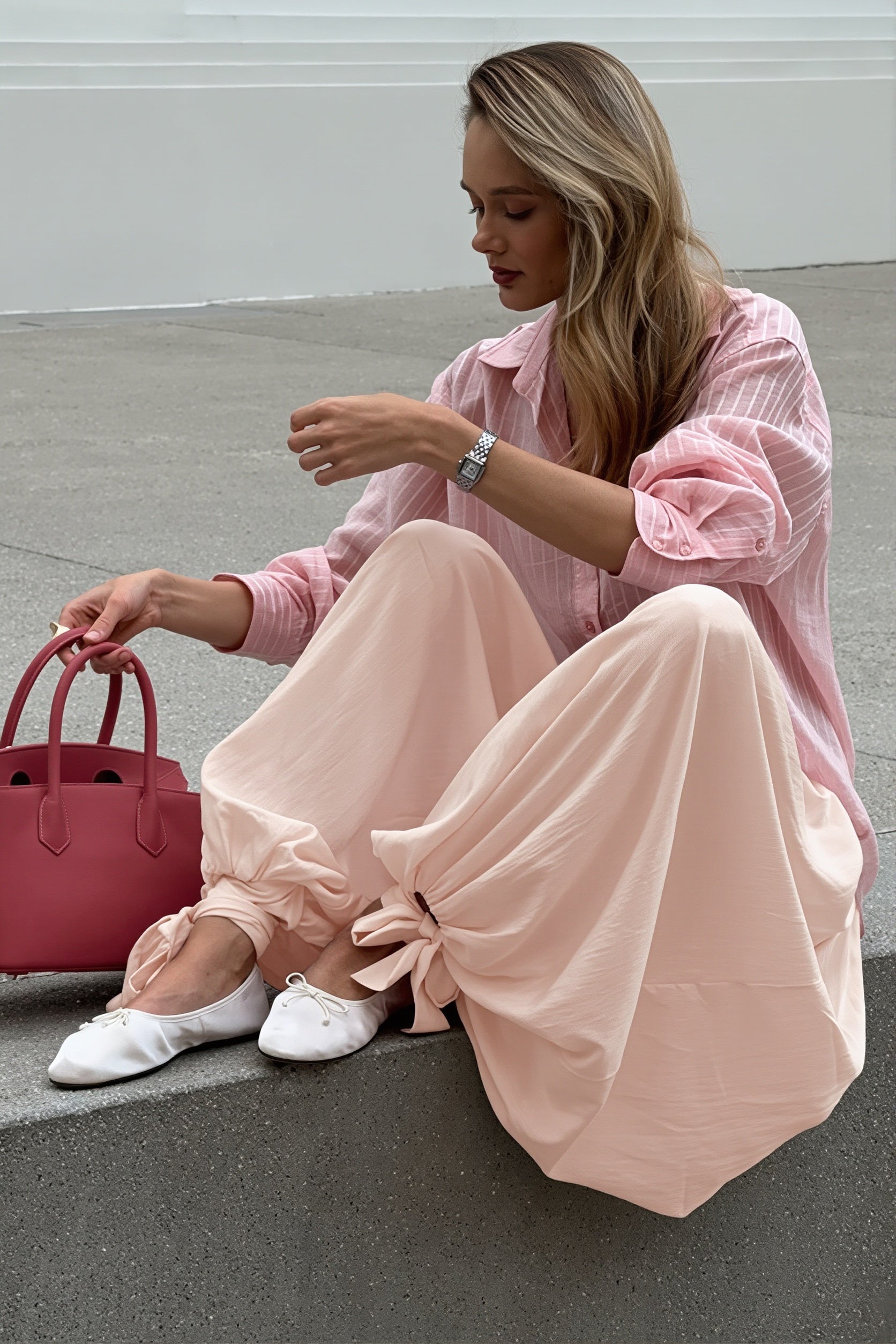 Elegant Loose Tie Harem Pants