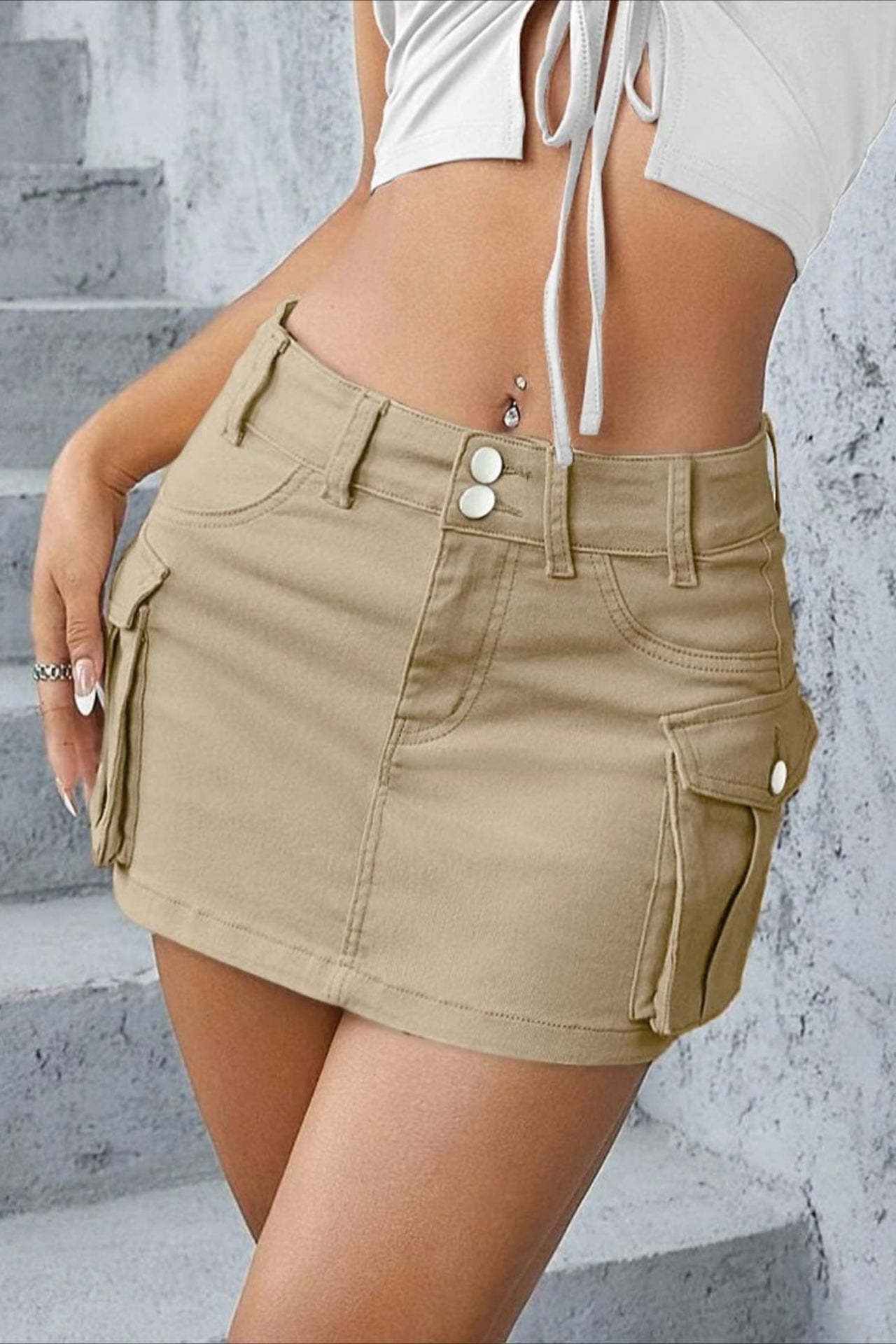 Cargo Street Solid Bodycon Skirt
