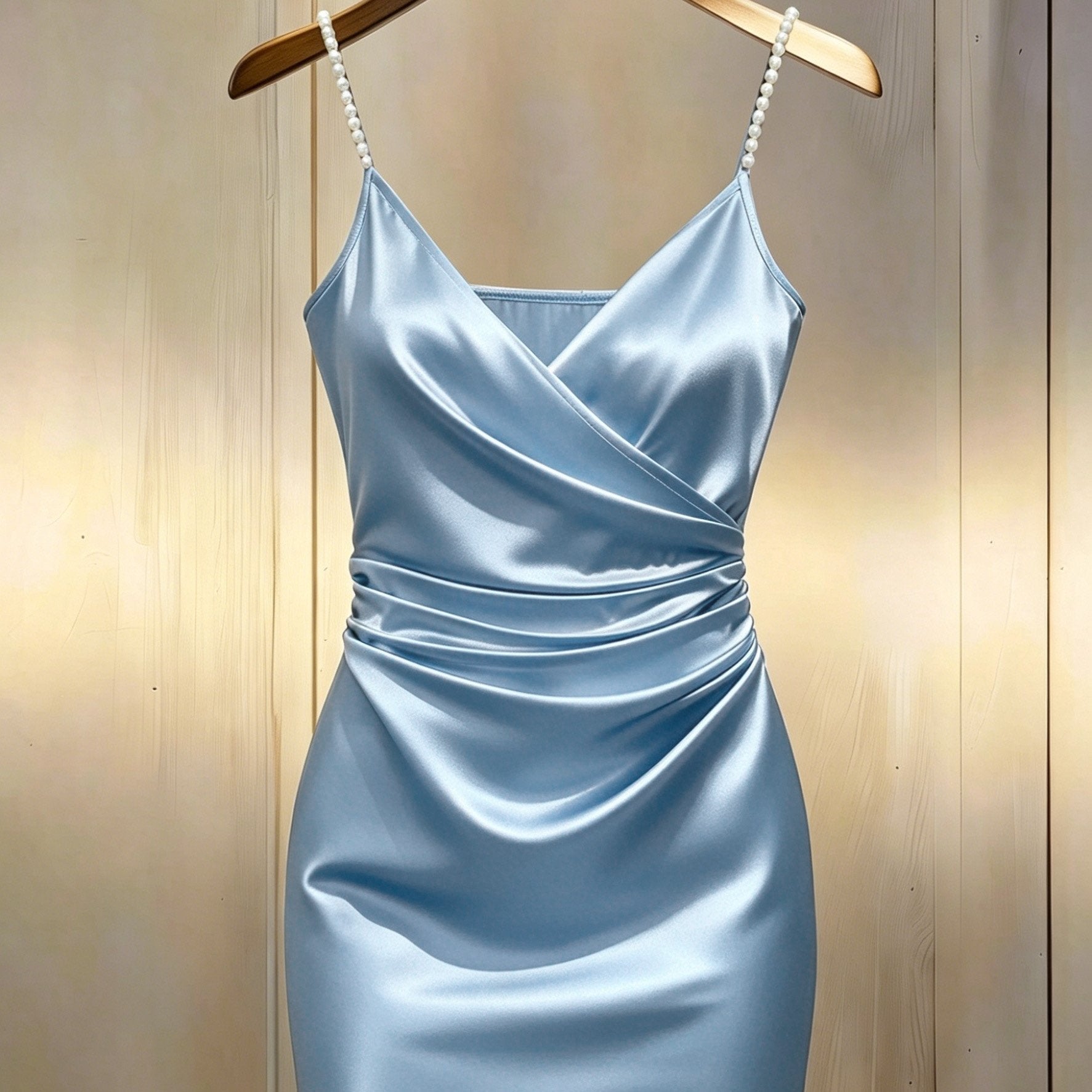 Pearl Strap Wrap Mini Homecoming Dress