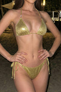 Simple Gold Silver Metal Bikini Set