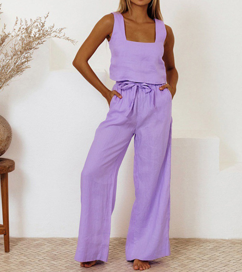 Megan - Minimalist Top And Wide-Leg Pants Set