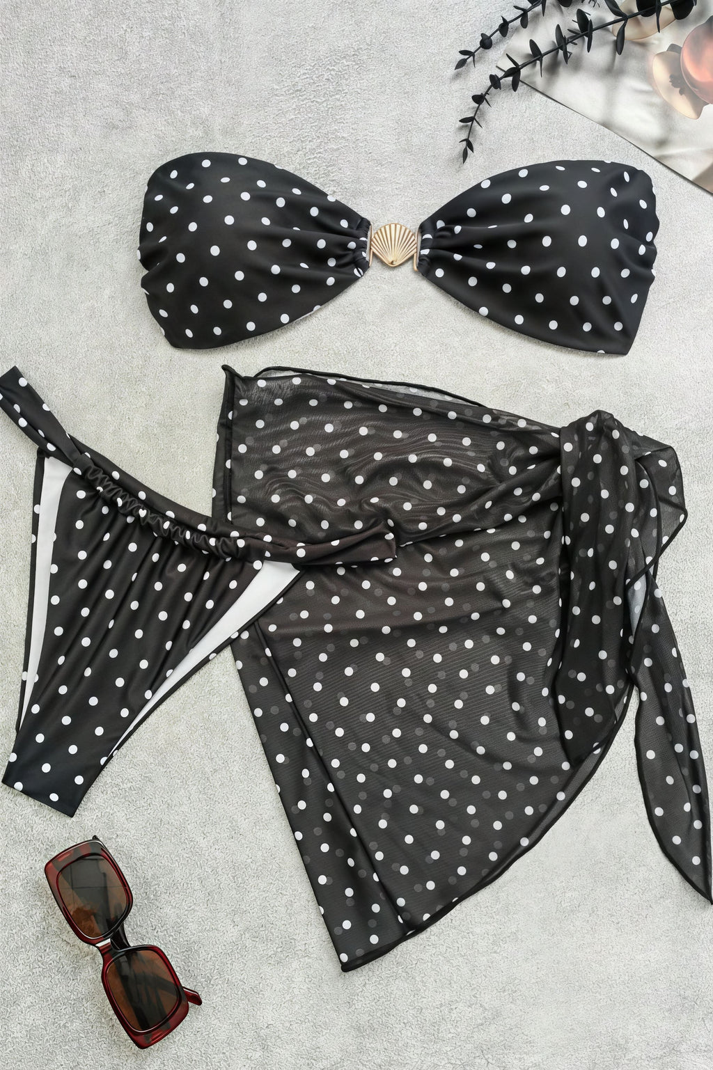 Polka Dot Three Piece Swim Set