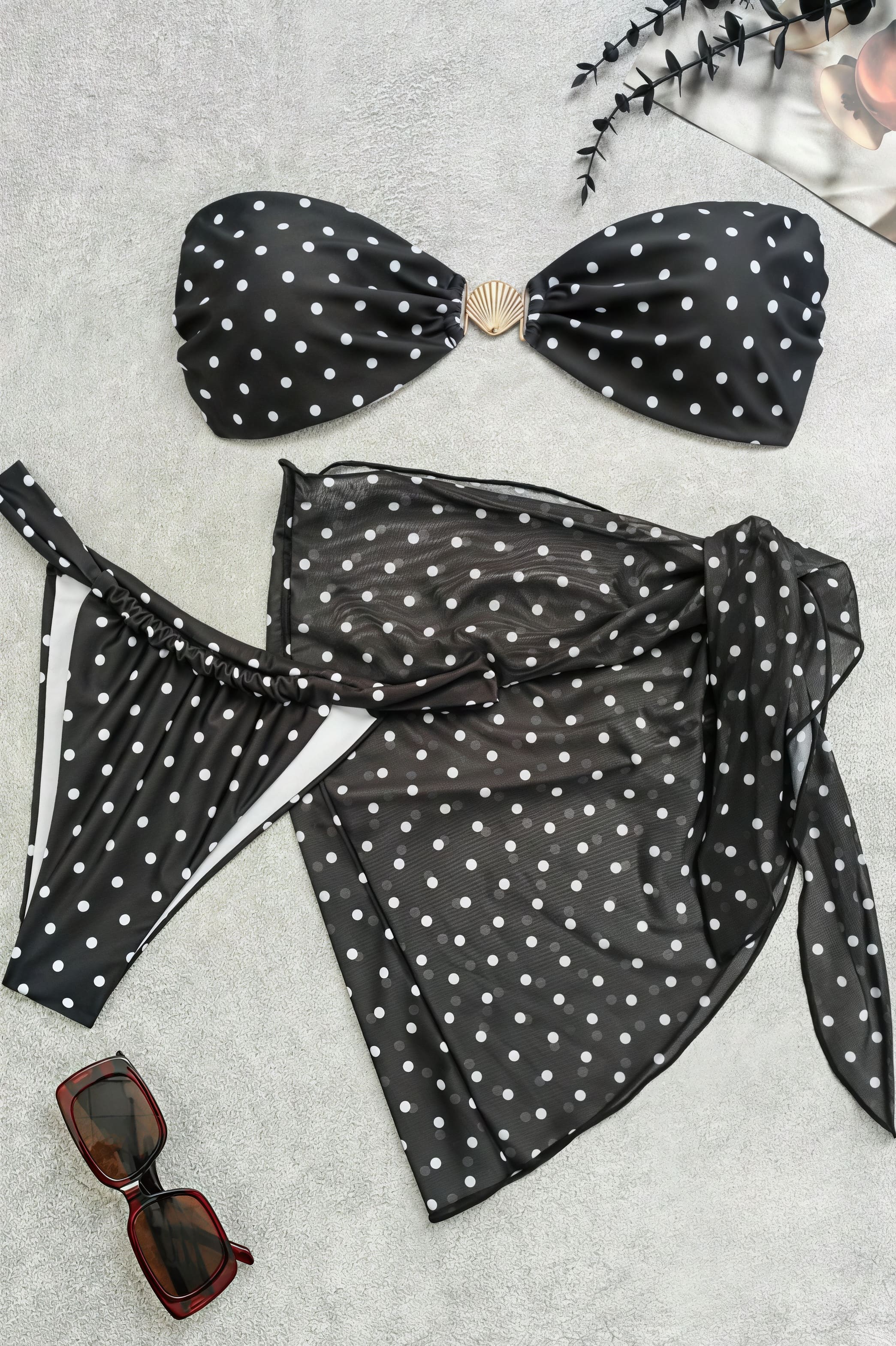 Polka Dot Three Piece Swim Set