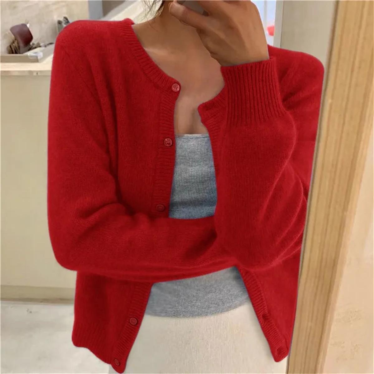 Single Breasted Solid Round Neck Knitted Cardigan

Modified Title: One Buttoned Plain Circular Neck Knitted Cardigan – view 6