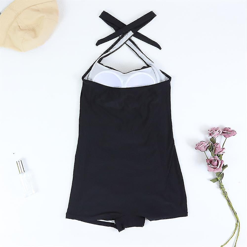 Ruched Halter Neck Sweetheart Boyleg One Piece Swimsuit