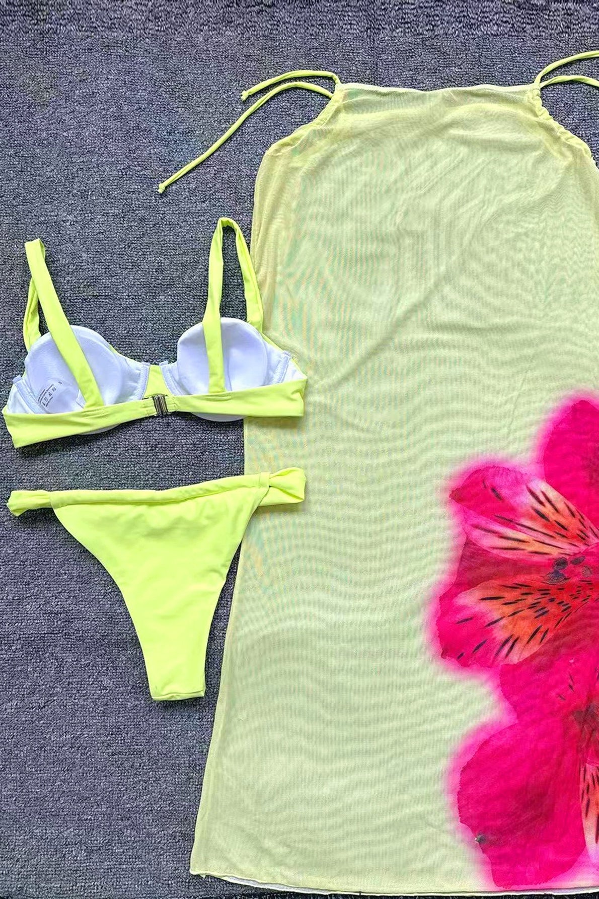 Floral Print Mesh Maxi Three Piece Swim Sets