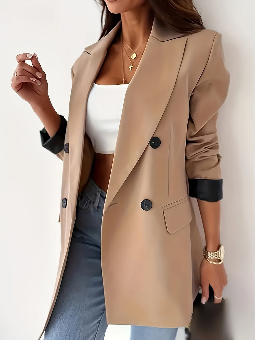 Double Breasted Tailored Blazer for Business Casual