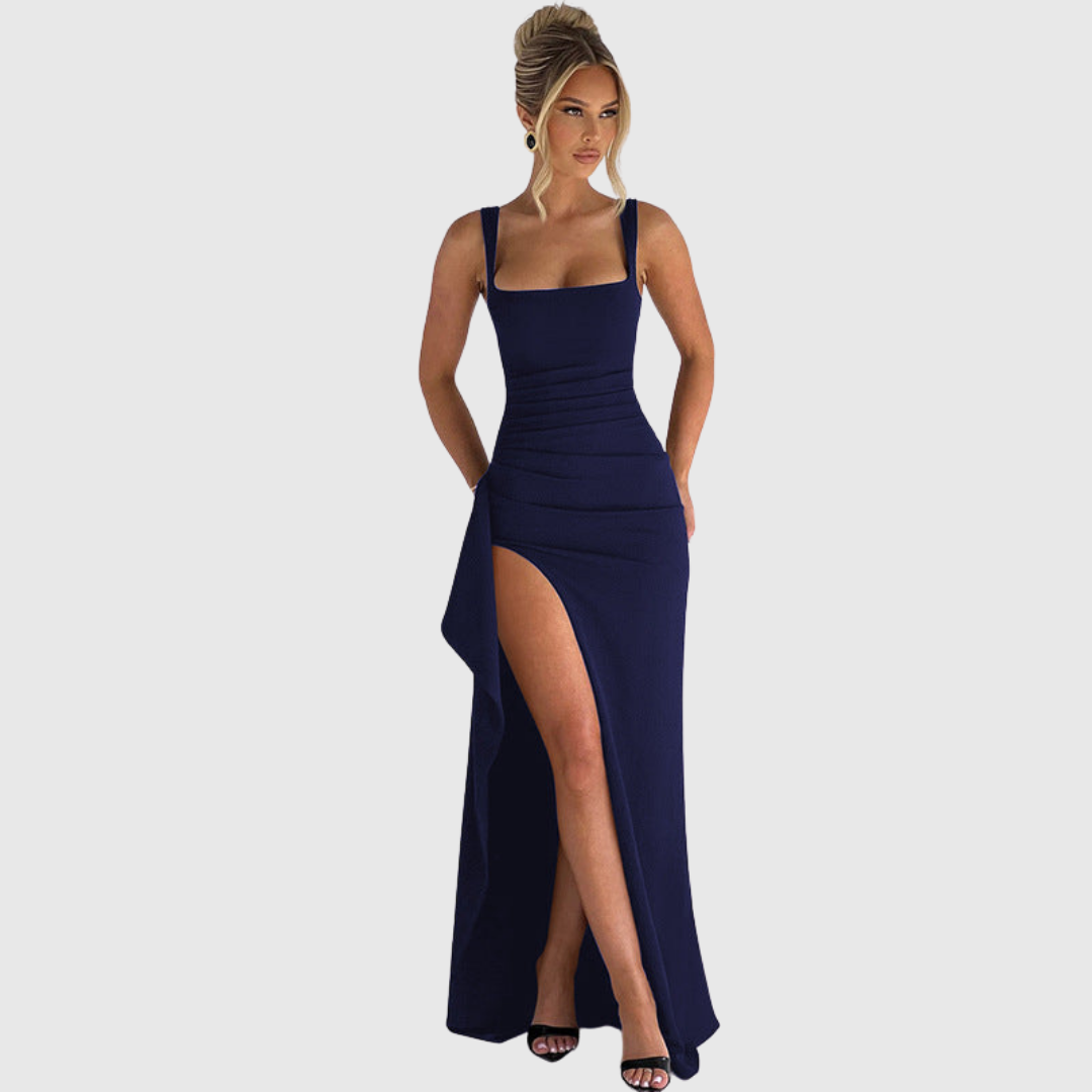 Square Neck Thigh Slit Homecoming Dress