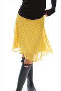 Sweet Yellow Polka Dot Draped Midi Skirt