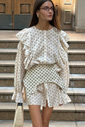 Ruffled Flare Sleeve Printed Mini Dress