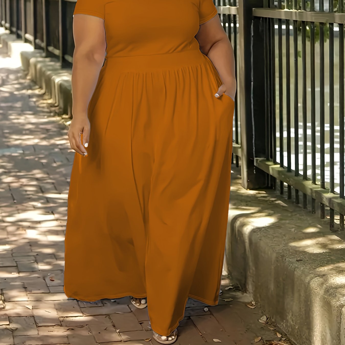 Plus Size Short Sleeve Flowy Maxi Dress