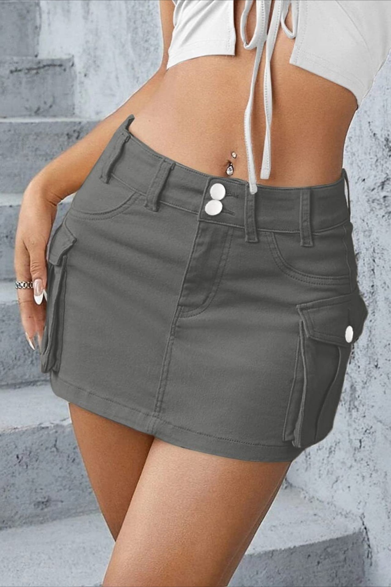 Cargo Street Solid Bodycon Skirt