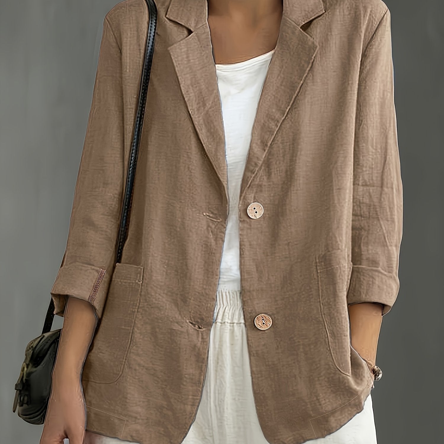 Tailored Linen Blazer with Patch Pockets for Casual Style