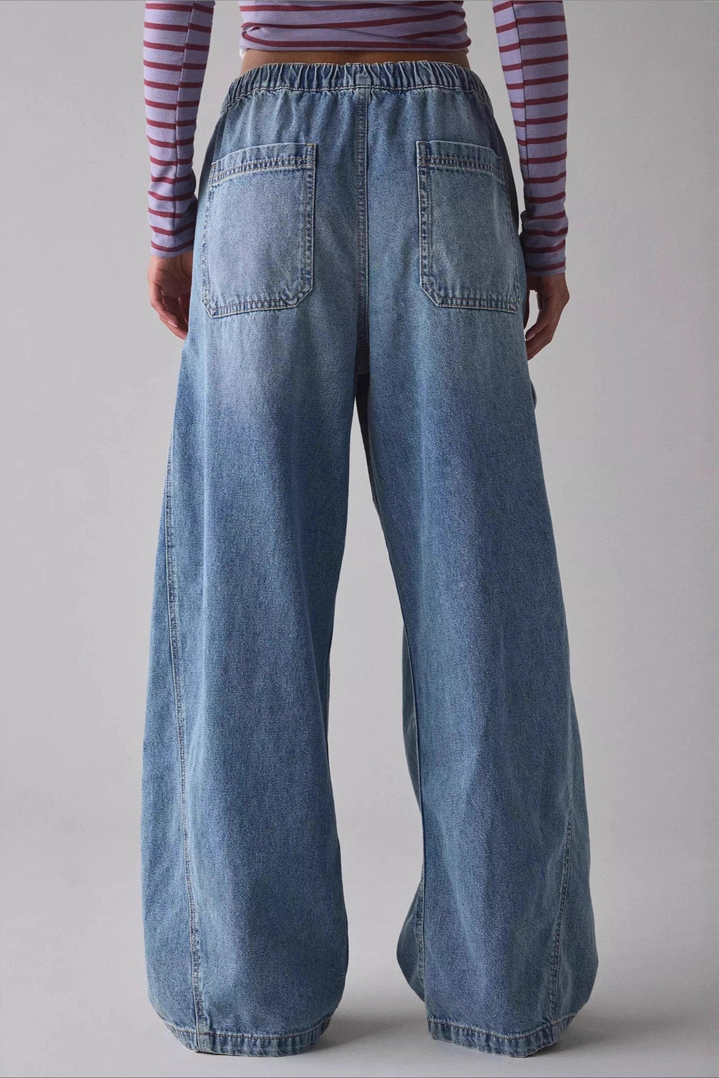 Street Tie Casual Loose Pocket Jeans